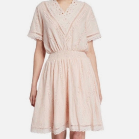 STELLAH Eyelet Scalloped Smocked Dress NWT pink - Picture 5 of 8